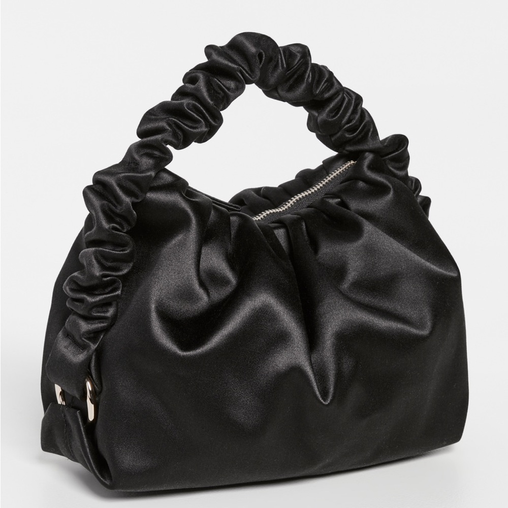 J.Soon mini scrunchie Bao Bag in black satin.